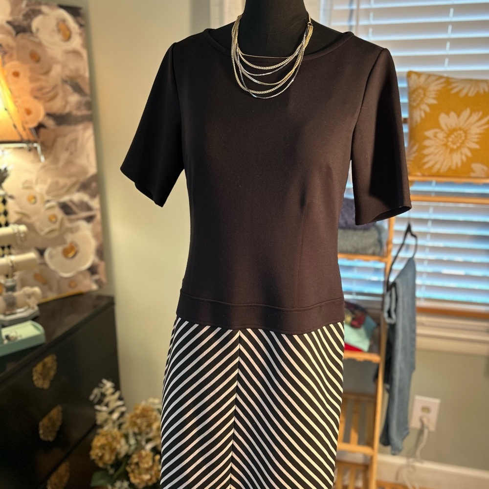 Laundry by Design Black and White Chevron Midi Dress